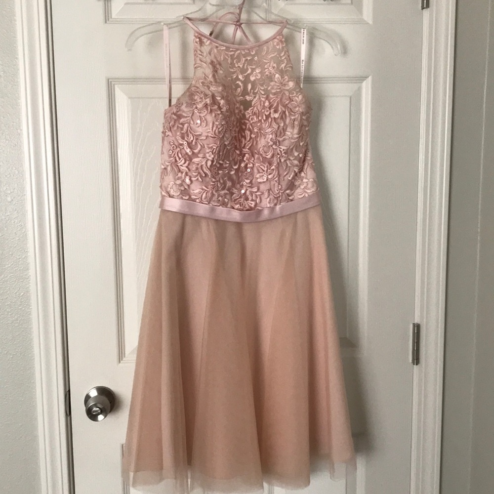 Blush Tulle Bridesmaid Prom Dress